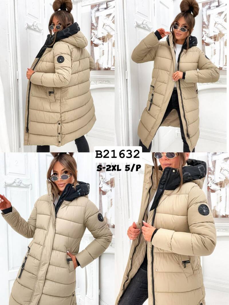 Kurtki damskie zimowe Roz S-2XL, 1 Kolor Paczka 5 szt 